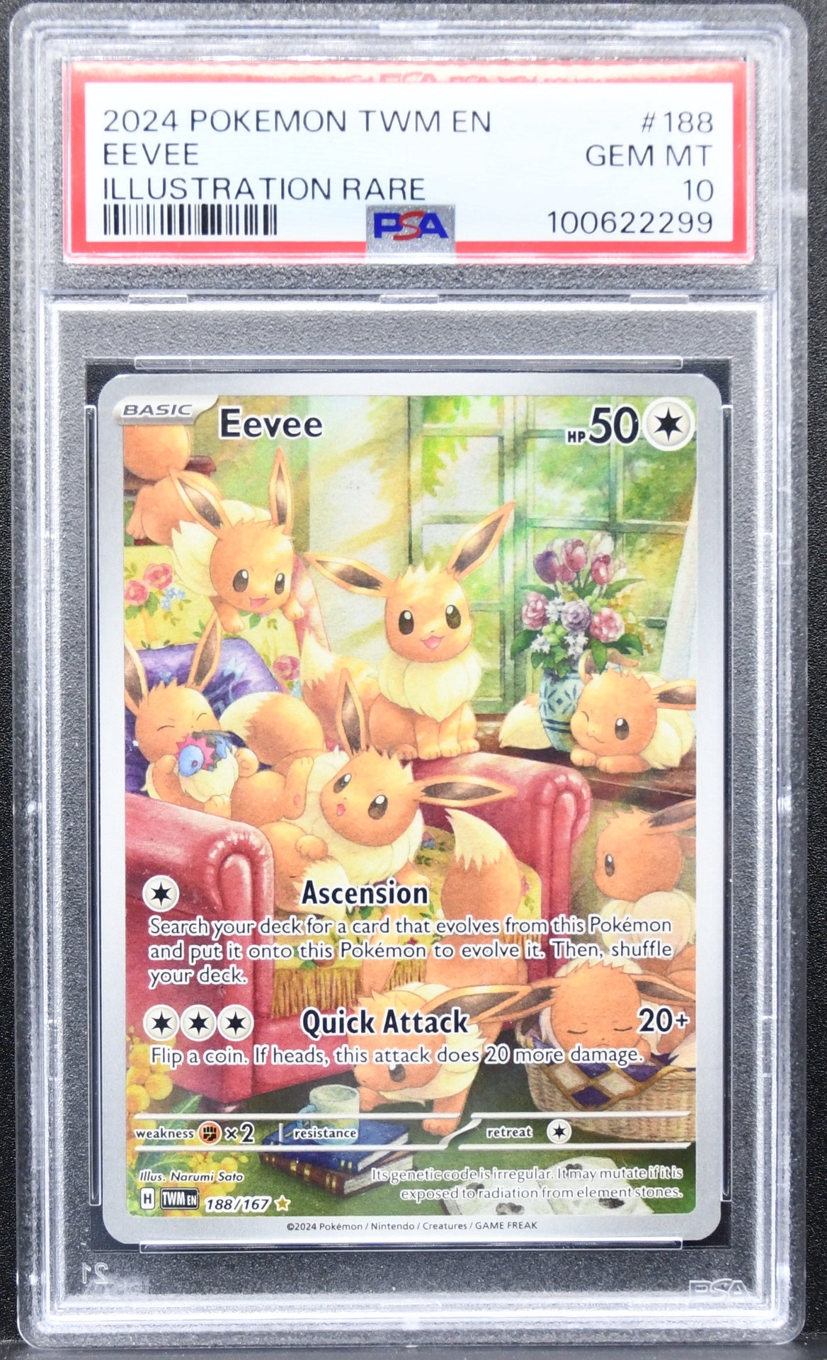 Pokémon Twilight Masquerade Eevee 188/167 Illustration Rare Holofoil PSA 10