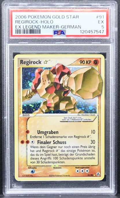 Pokémon EX Legend Maker Regirock Gold Star 91 Ultra Rare Holofoil PSA 5 German