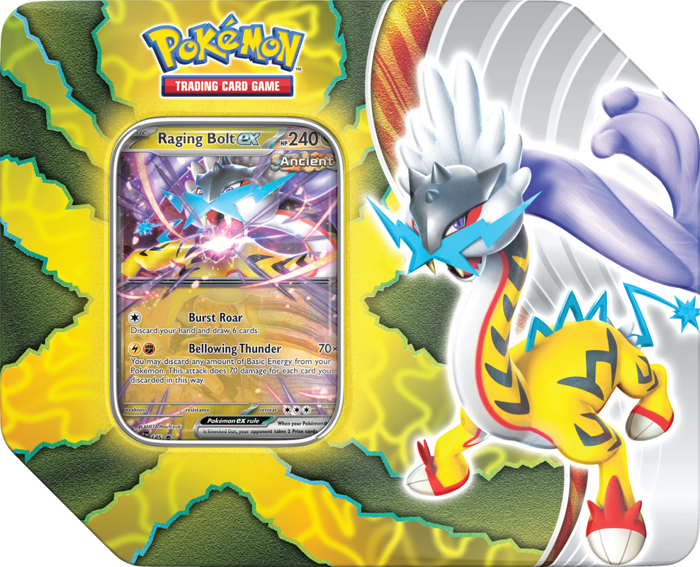 Pokemon TCG Paradox Destinies Tin - Raging Bolt ex