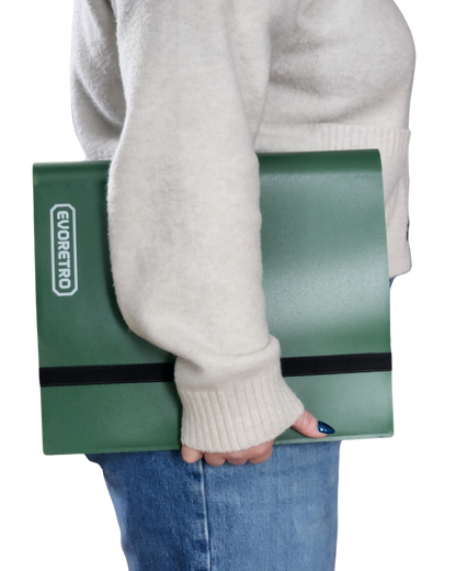EVORETRO 9 Pocket Card Flex Portfolio | 360 Card Collector Folio Binder - Green