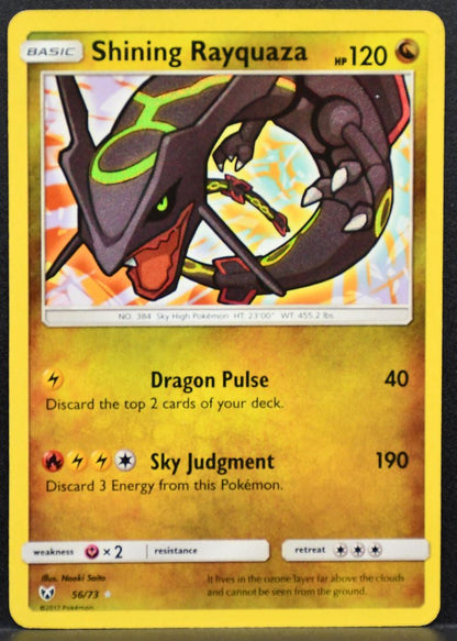 Pokémon Shining Rayquaza Sun & Moon: Shining Legends Damaged 56/73 Holofoil