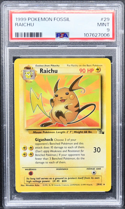 Pokémon Fossil Raichu (29) 29 Rare Unlimited PSA 9 MINT English