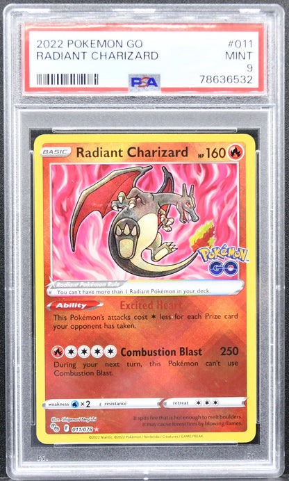 Pokémon Pokemon Go Radiant Charizard 011/078 Radiant Rare Holofoil PSA 9