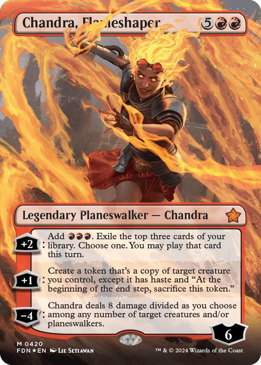 Chandra, Flameshaper (Borderless) (Mana Foil) [FDN - 420]