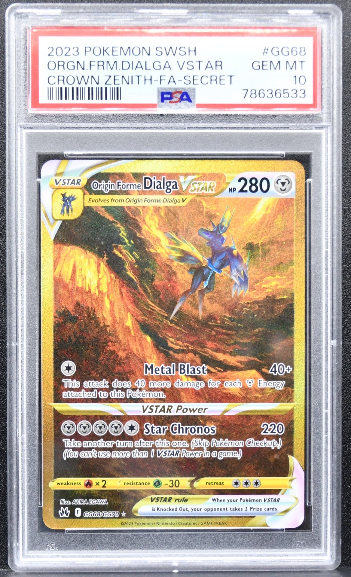 Pokémon Galarian Gallery Origin Forme Dialga VSTAR GG68/GG70 Holofoil PSA 10