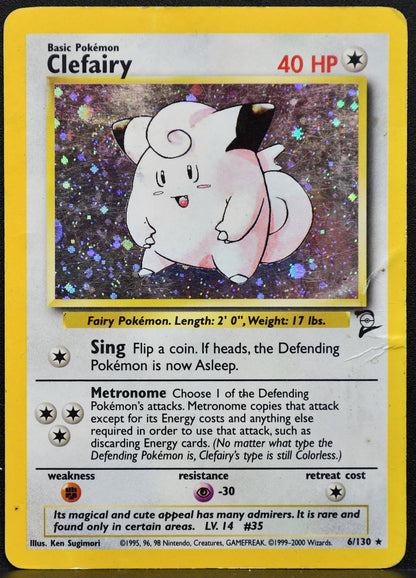 Pokemon TCG Clefairy 6/130 Base Set 2 Holofoil Damaged