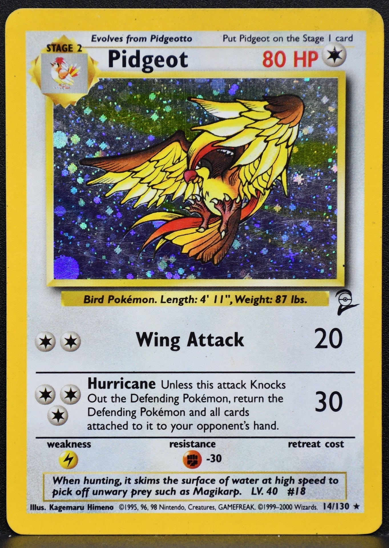 Pokemon TCG Pidgeot 14/130 Base Set 2 Holofoil MP