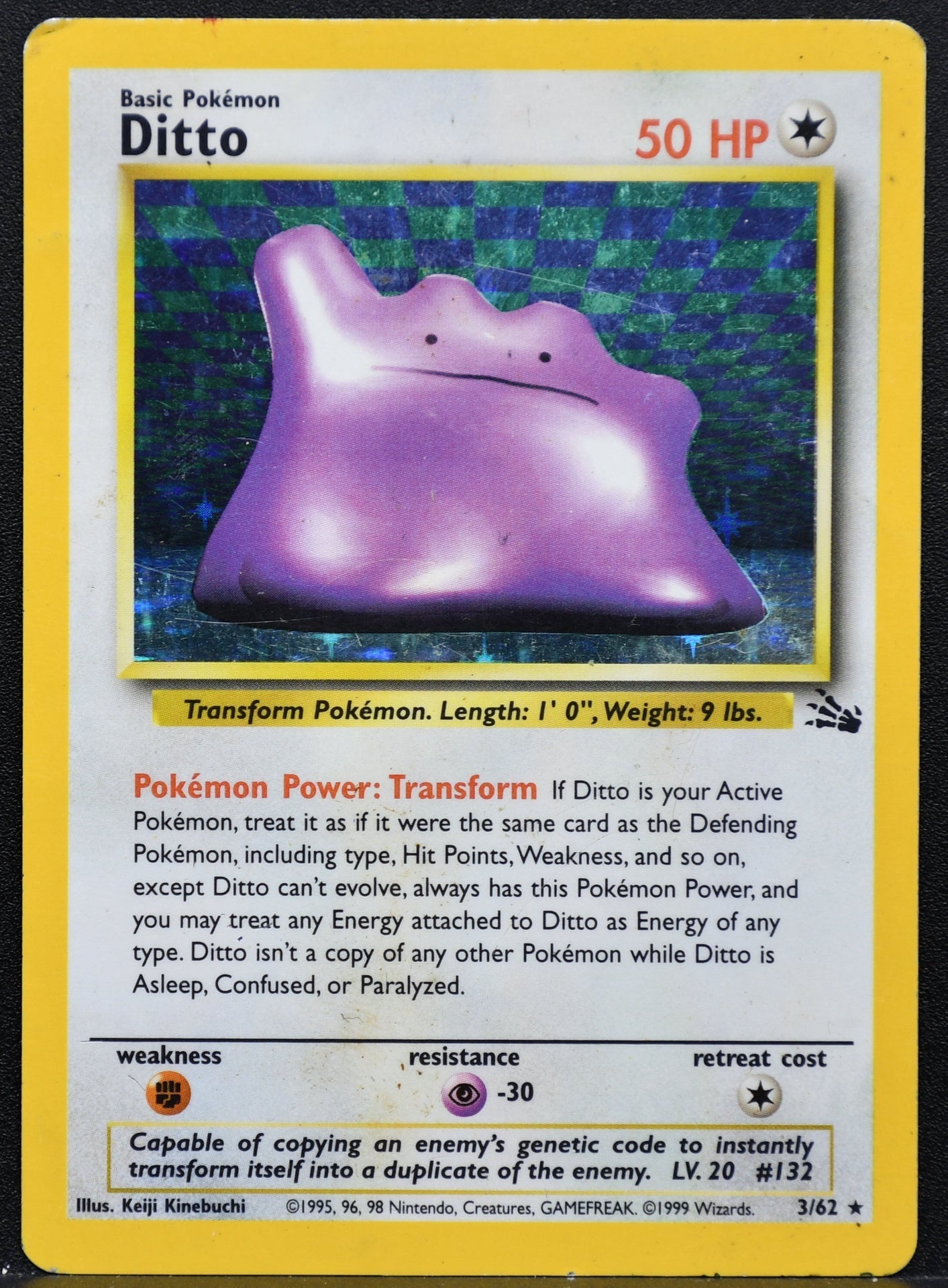 Pokemon TCG Ditto 3/62 Fossil Holofoil Damaged