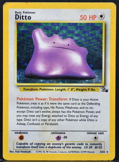 Pokemon TCG Ditto 3/62 Fossil Holofoil Damaged