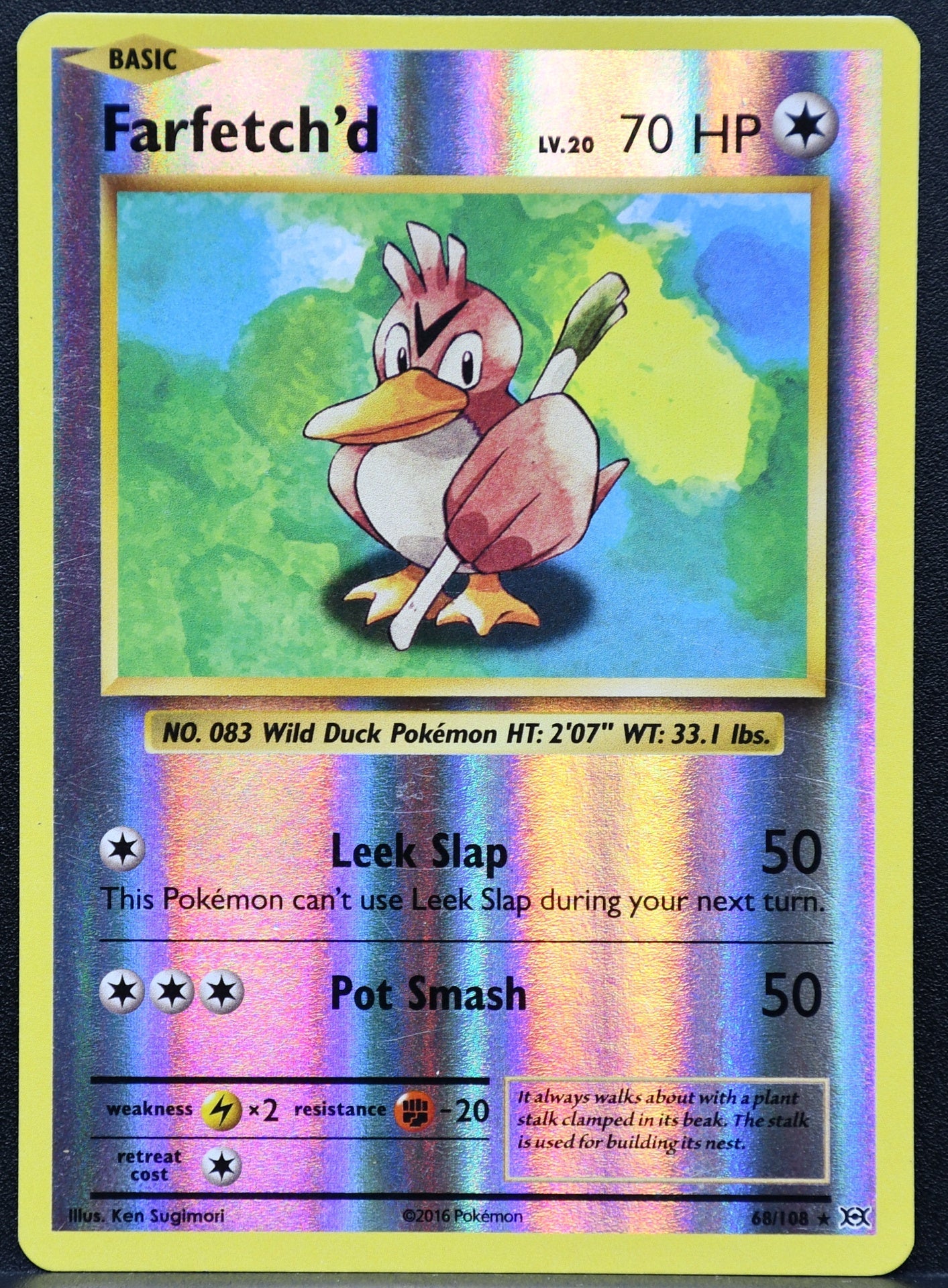 Pokemon TCG Farfetch'd 68/108 XY Evolutions Reverse Holofoil HP