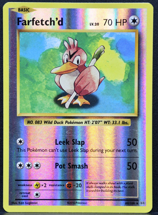 Pokemon TCG Farfetch'd 68/108 XY Evolutions Reverse Holofoil HP