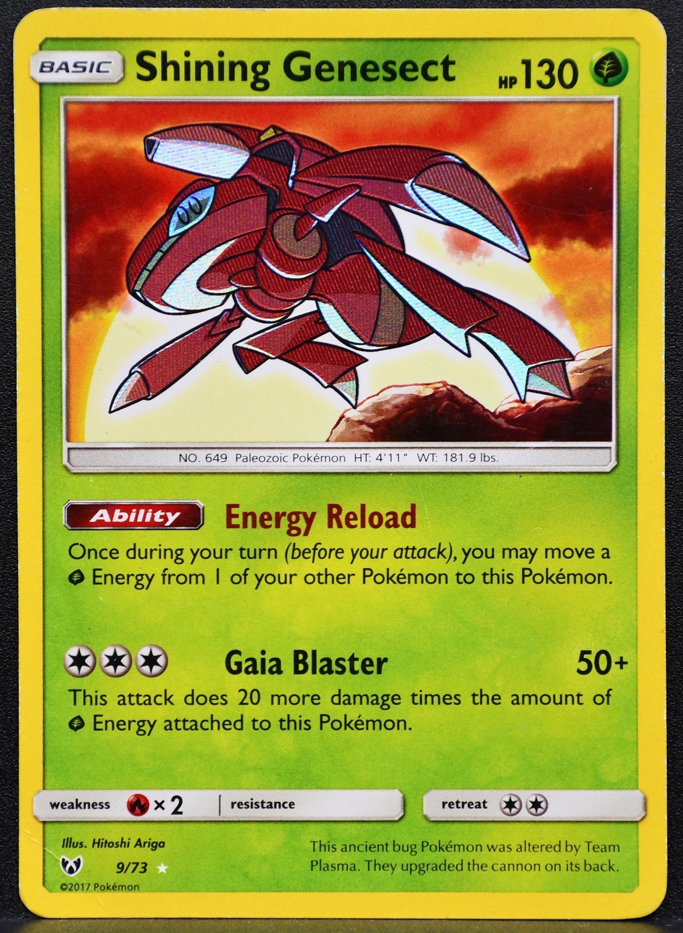 Pokemon TCG Shining Genesect 9/73 Shining Legends Holofoil Damaged