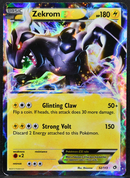 Pokemon TCG Zekrom EX 52/113 Legendary Treasures Damaged