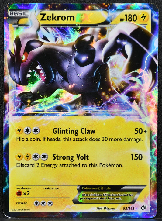 Pokemon TCG Zekrom EX 52/113 Legendary Treasures Damaged