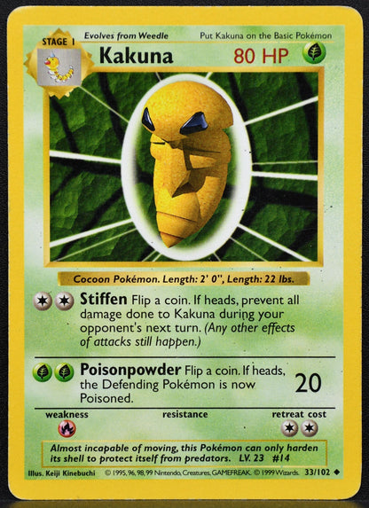 Pokemon TCG Kakuna 33/102 Base Set Shadowless Damaged