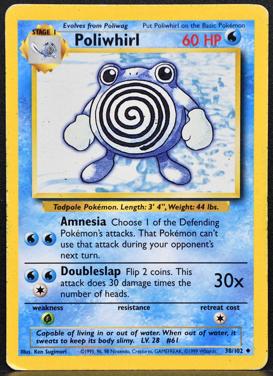 Pokemon TCG Poliwhirl 38/102 Base Set Damaged