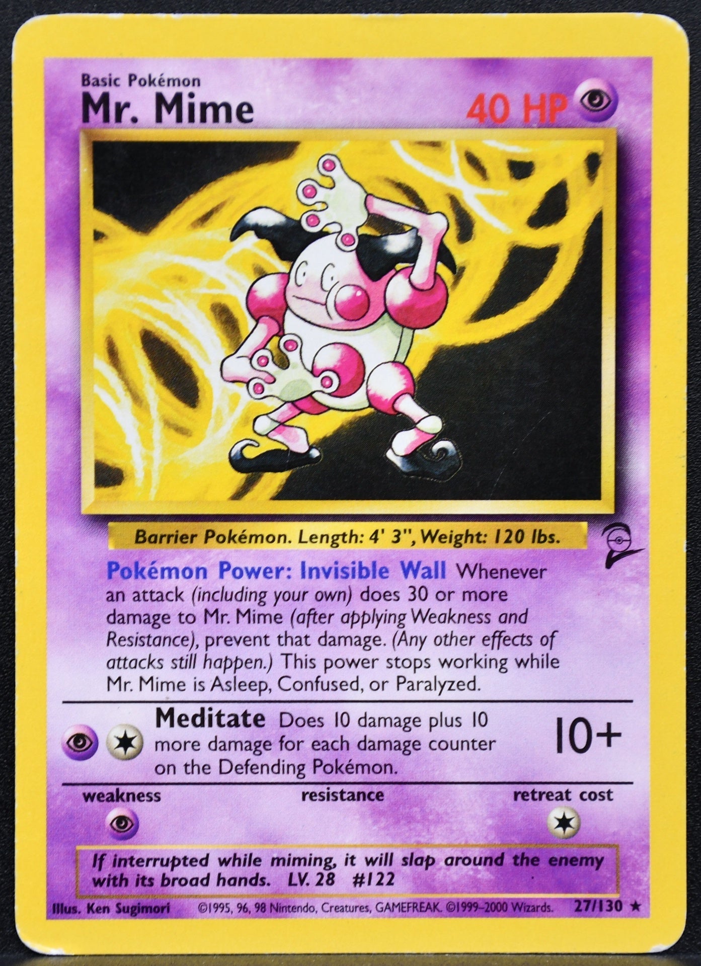 Pokemon TCG Mr. Mime 27/130 Base Set 2 Damaged