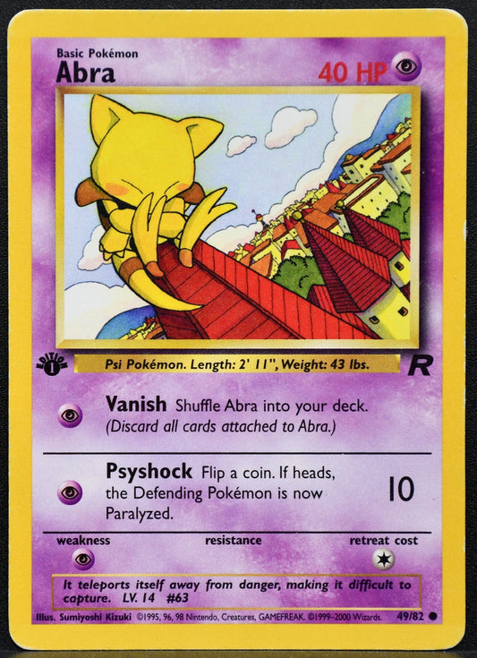 Pokemon TCG Abra 1st Edition 49/82 Team Rocket Damaged