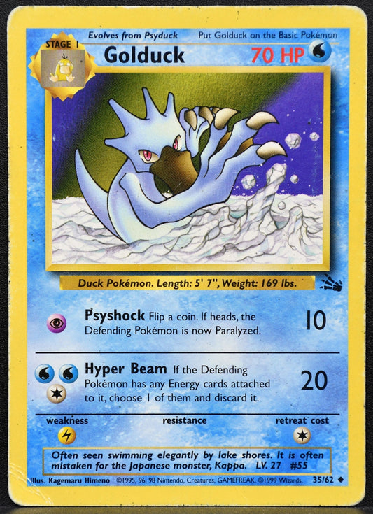Pokemon TCG Golduck 35/62 Fossil Damaged