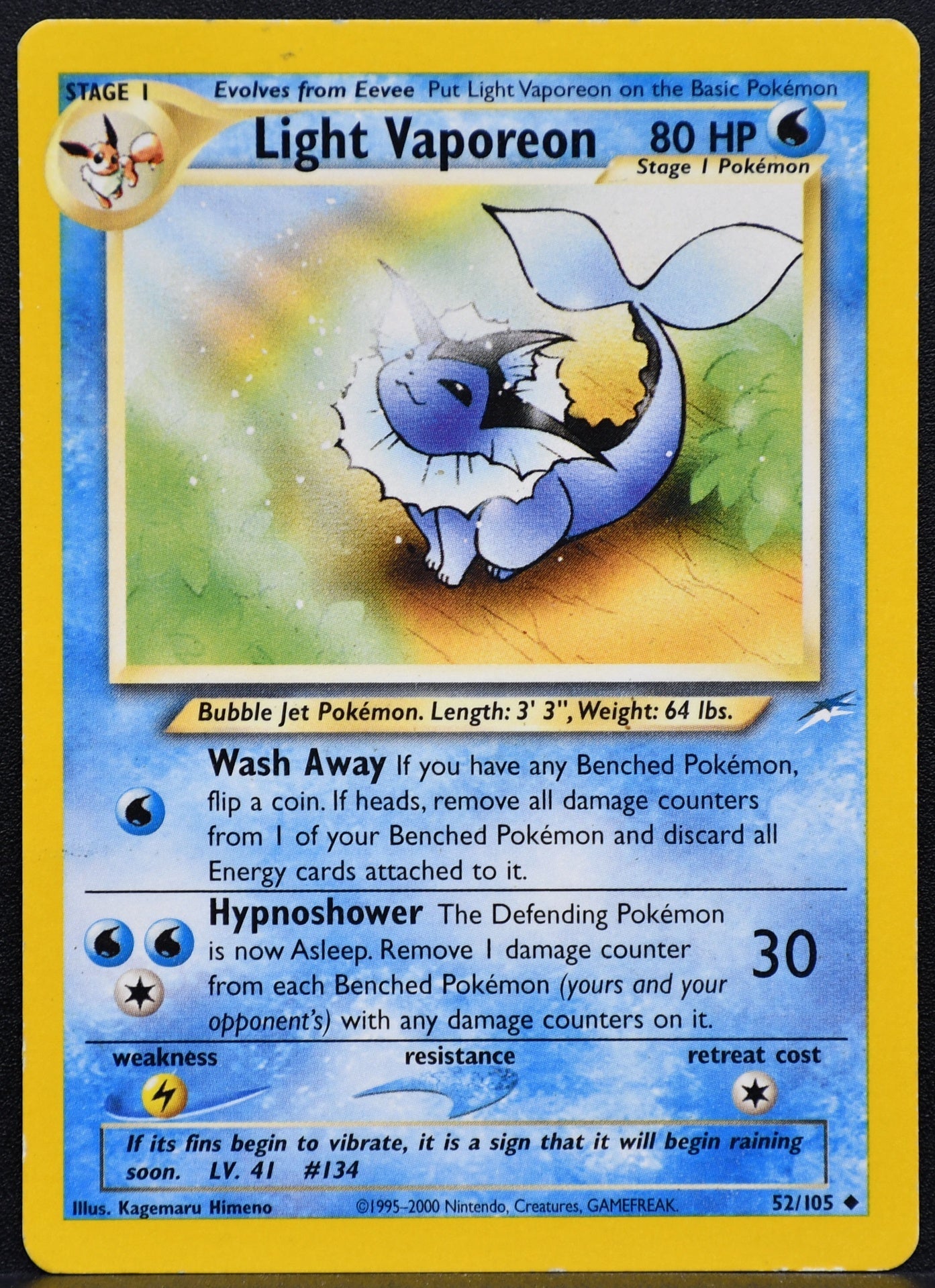 Pokemon TCG Light Vaporeon 52/105 Neo Destiny HP