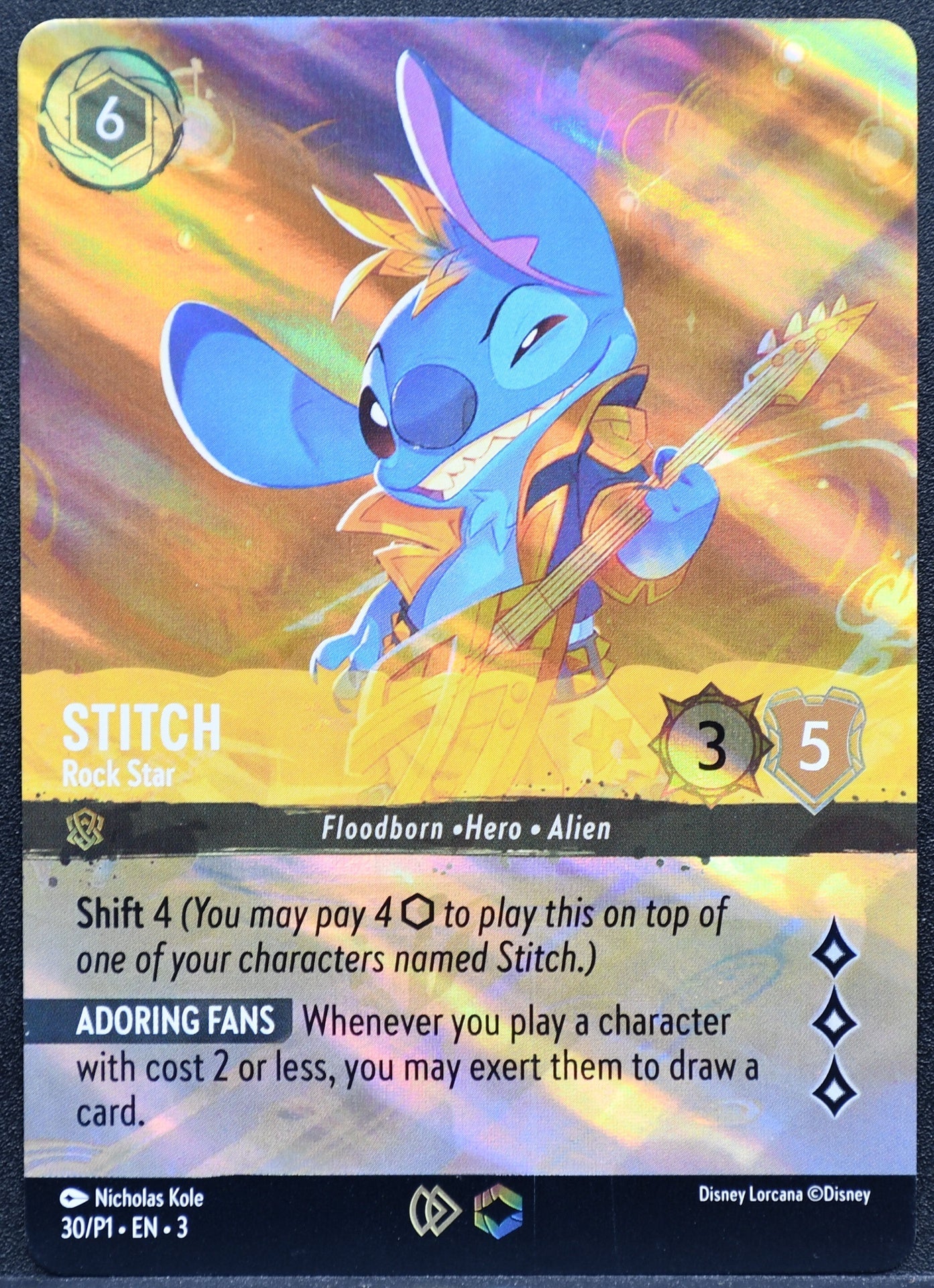 Lorcana Stich Rock Star 30/P1 NM Championship Promo Enchanted