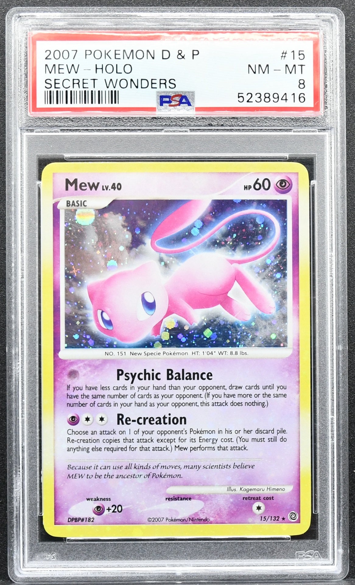 Pokemon TCG Mew Holo Secret Wonders 15/132 PSA 8