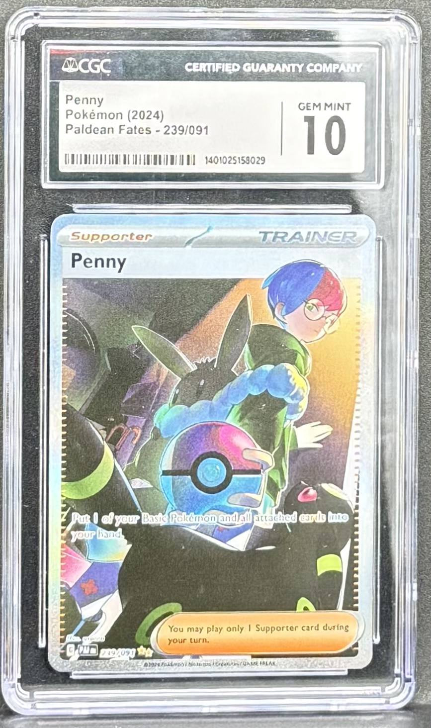 Pokemon TCG Penny 239/091 Paldean Fates CGC 10