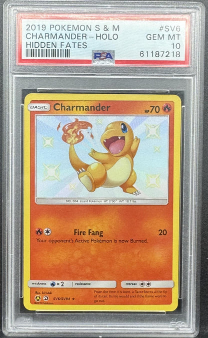Pokemon TCG Charmander SV6/SV94 Hidden Fates PSA 10