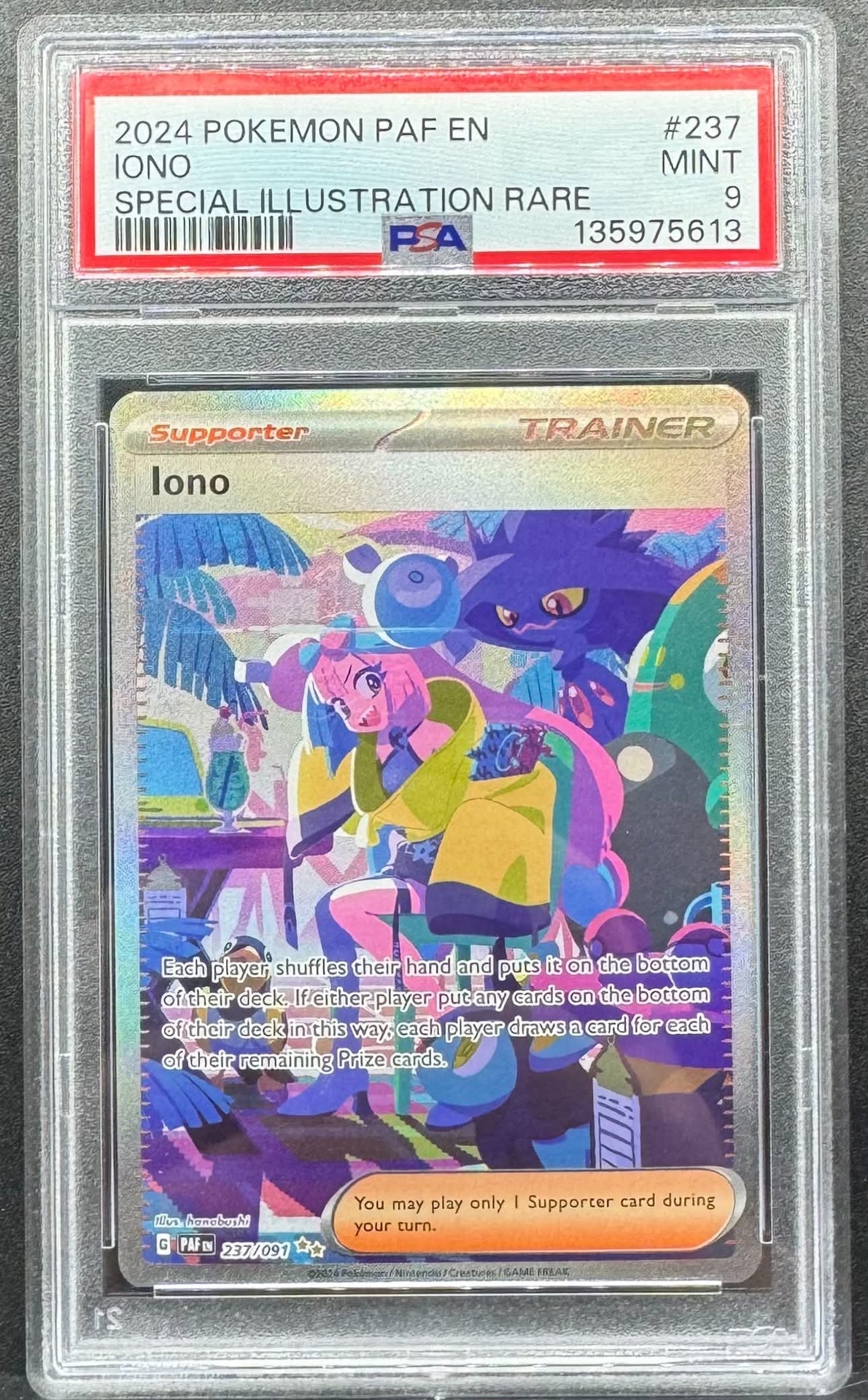Pokemon TCG Iono 237/091 Paldean Fates PSA 9