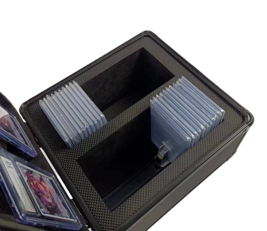 EvoRetro Graded Card Storage Box Heavy Duty 2 Rows Black/aluminum