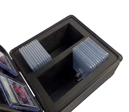 EvoRetro Graded Card Storage Box Heavy Duty 2 Rows Black/aluminum
