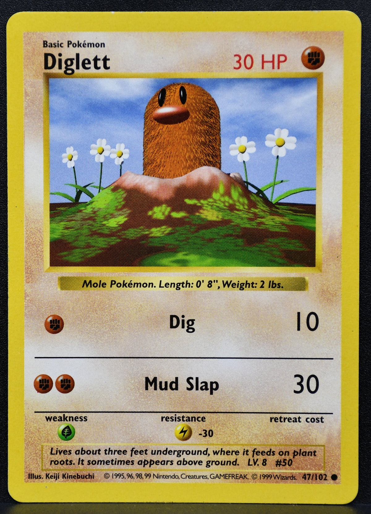 Pokemon TCG Diglett 47/102 Base Set Shadowless MP
