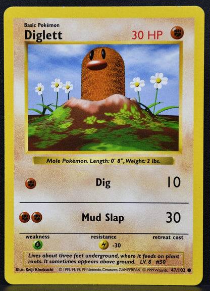 Pokemon TCG Diglett 47/102 Base Set Shadowless MP