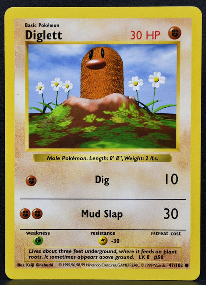 Pokemon TCG Diglett 47/102 Base Set Shadowless LP