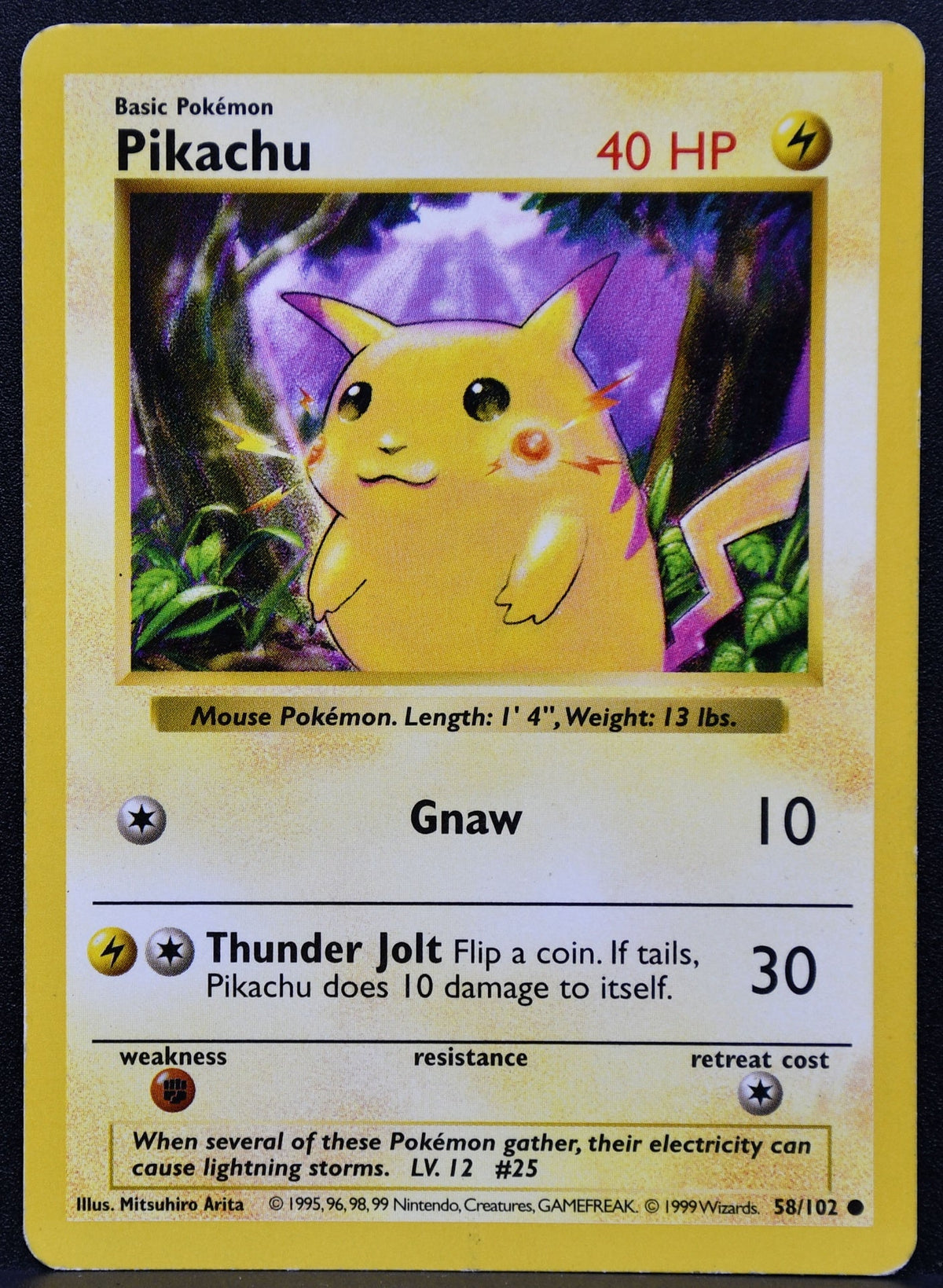 Pokemon TCG Pikachu Red Cheek 58/102 Base Set Shadowless MP