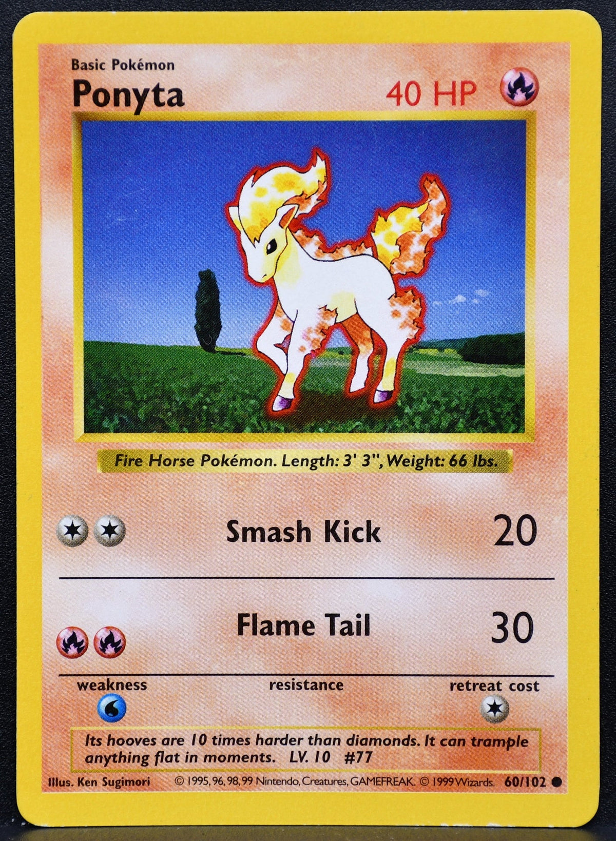Pokemon TCG Ponyta 60/102 Base Set Shadowless MP