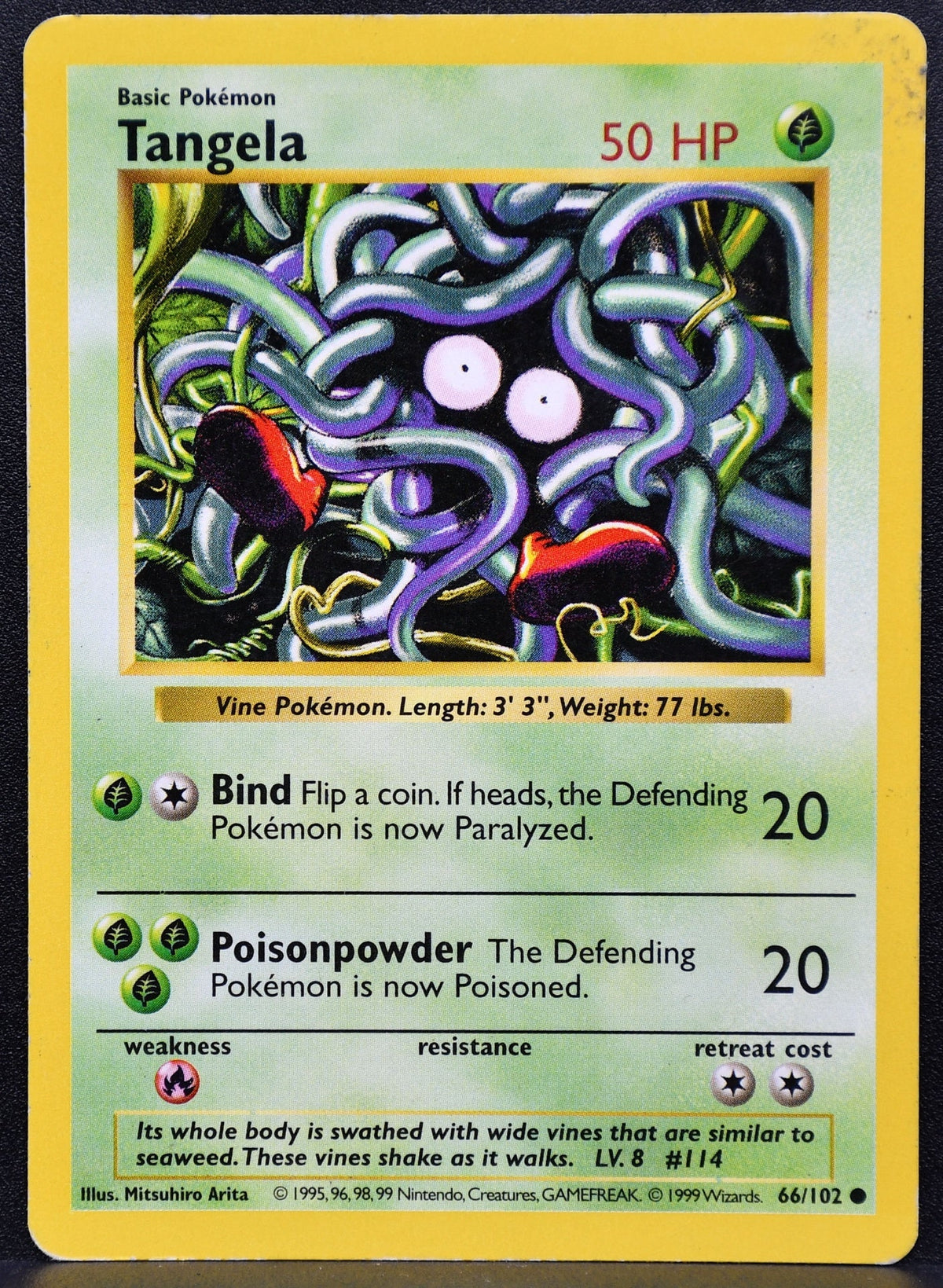 Pokemon TCG Tangela 66/102 Base Set Shadowless MP
