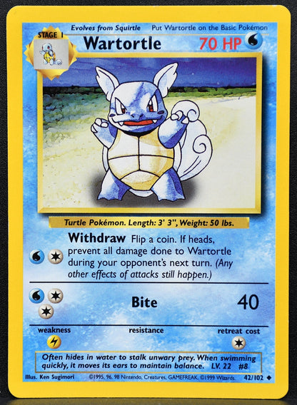 Pokemon TCG Wartortle 42/102 Base Set Regular LP