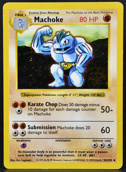 Pokemon TCG Machoke 34/102 Base Set Shadowless MP