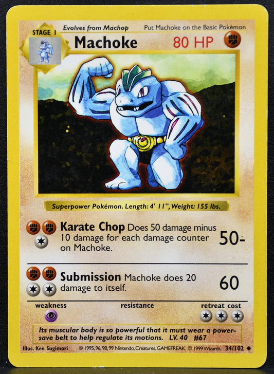 Pokemon TCG Machoke 34/102 Base Set Shadowless MP