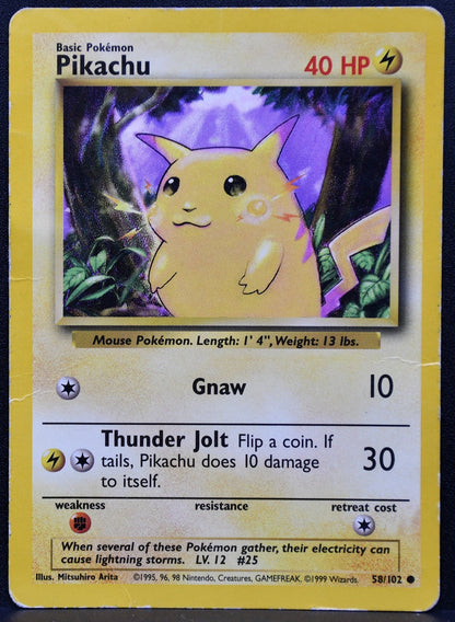 Pokemon TCG Pikachu 58/102 Base Set Regular Damaged