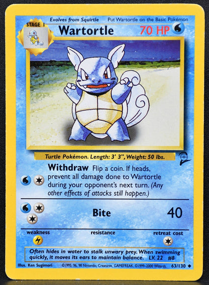 Pokemon TCG Wartortle 63/130 Base Set 2 Regular Damaged