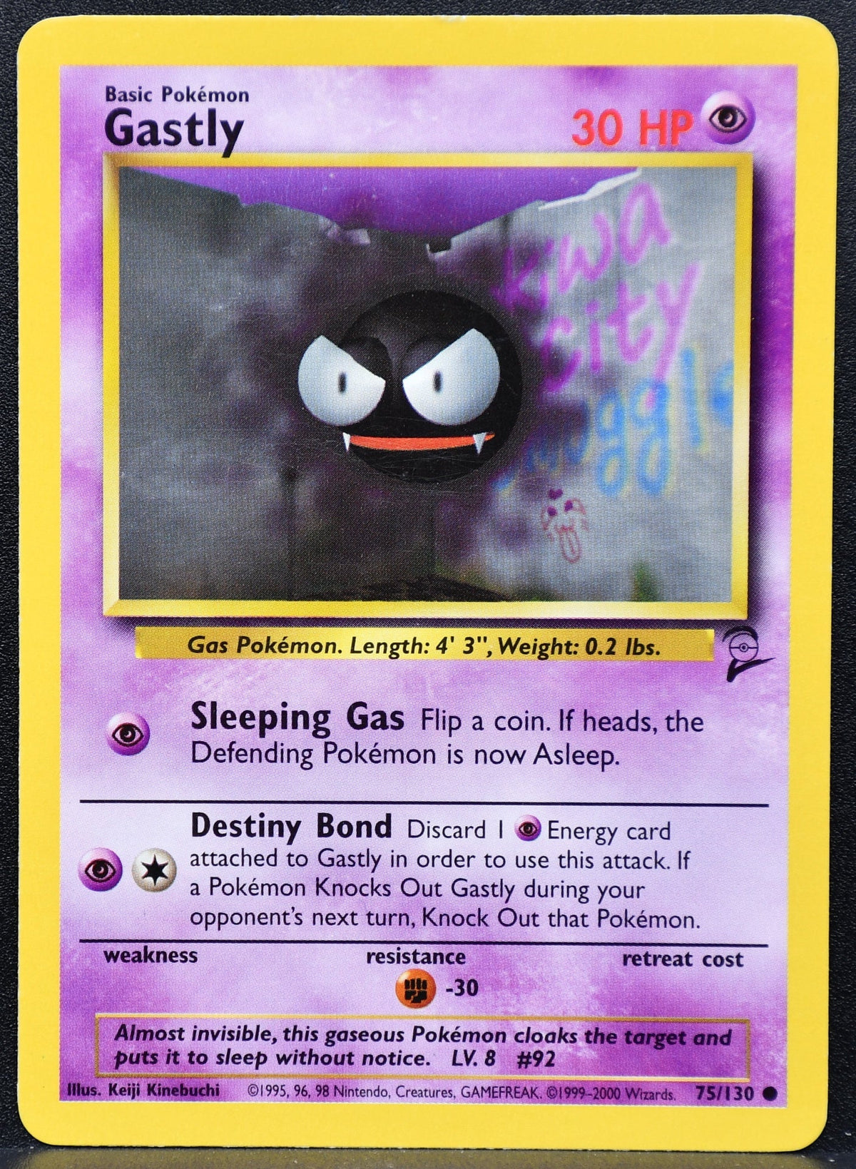 Pokemon TCG Gastly 75/130 Base Set 2 Regular Damaged