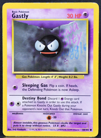 Pokemon TCG Gastly 50/102 Base Set Regular Damaged