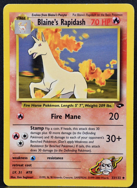Pokemon TCG Blaine's Rapidash 33/132 Gym Challenge Regular HP