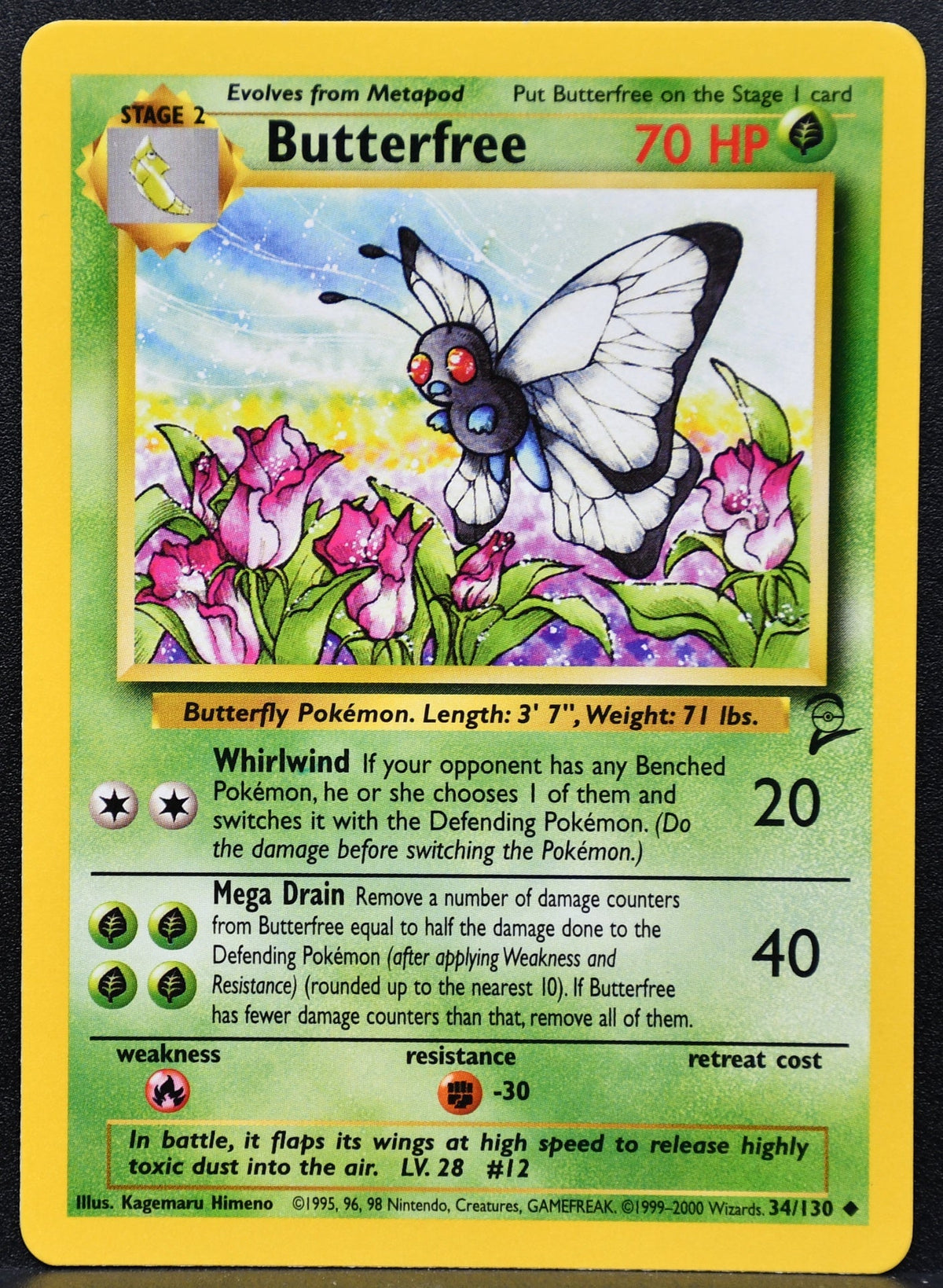 Pokemon TCG Butterfree 34/130 Base Set 2 Regular NM