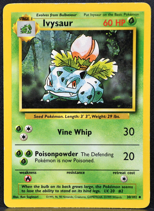 Pokemon TCG Ivysaur 30/102 Base Set Regular Damaged