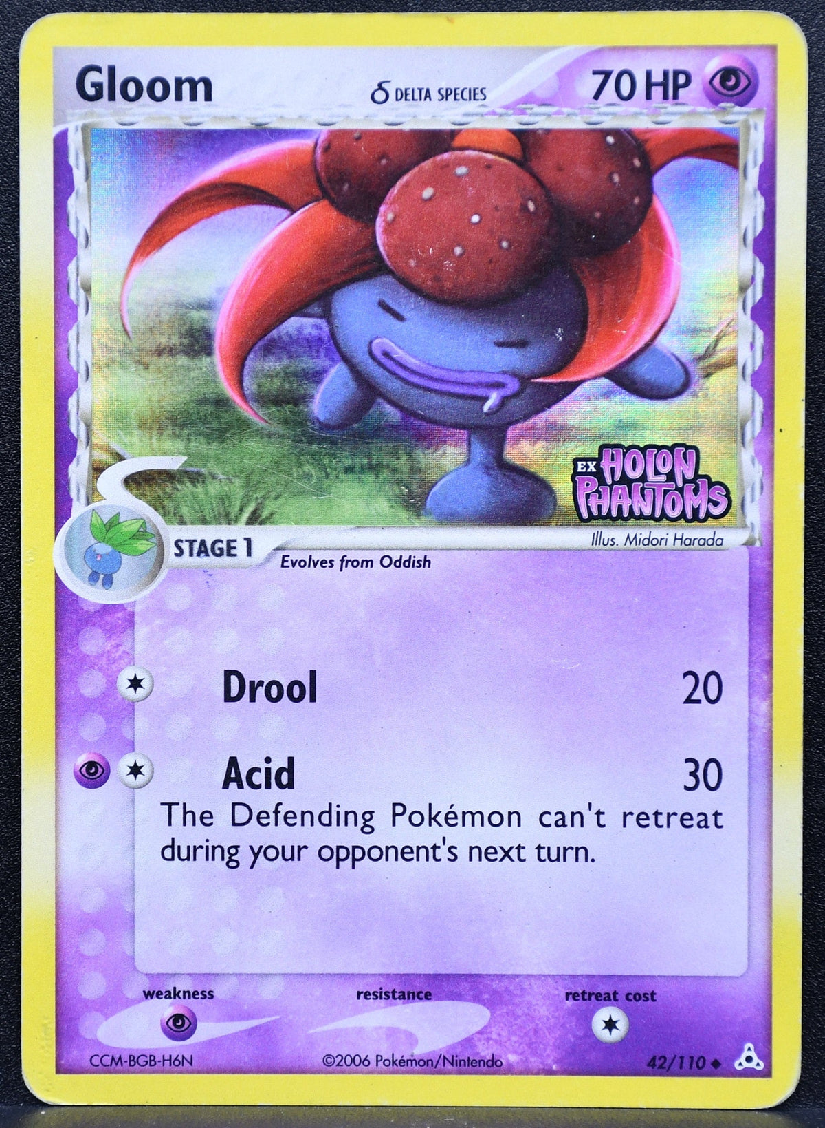 Pokemon TCG Gloom Delta Species 42/110 Ex Holon Phantoms Stamped Holo HP