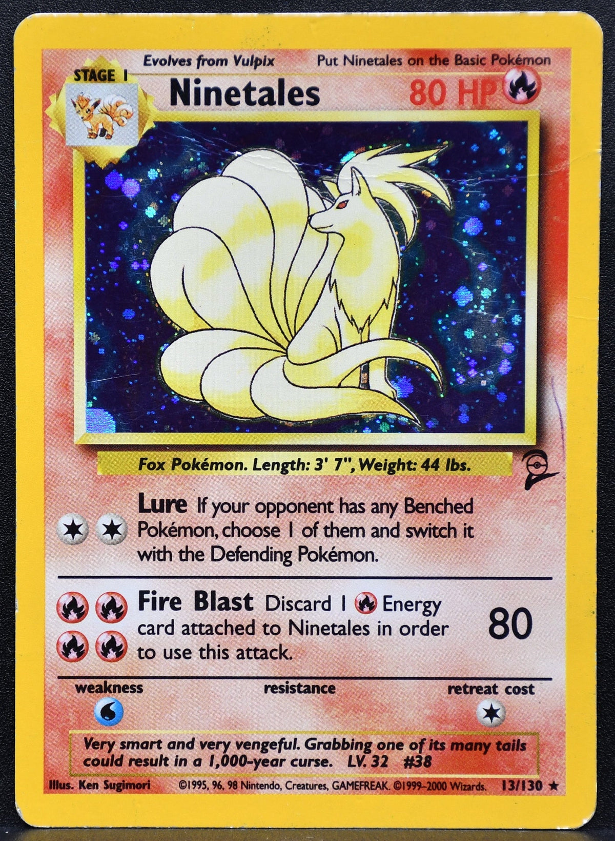Pokemon TCG Ninetales 13/130 Base Set 2 Holofoil Damaged