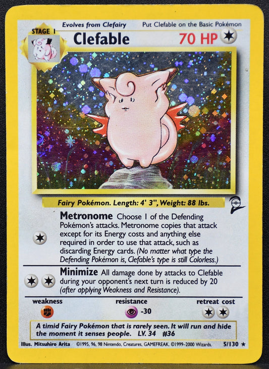 Pokemon TCG Clefable 5/130 Base Set 2 Holofoil HP